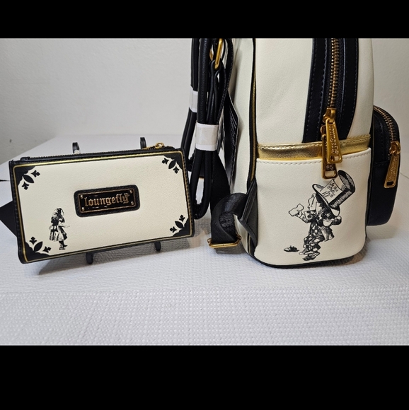 Loungefly Disney Alice In Wonderland We're All Mad Here Backpack and Wallet BNWT - Picture 4 of 9